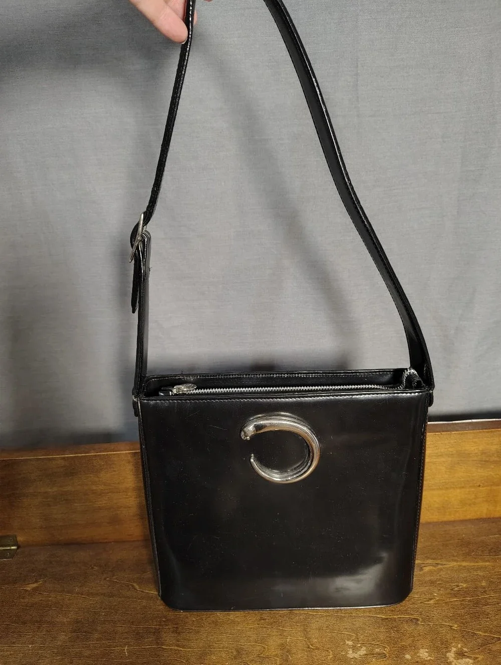 Cartier Black 2000's Leather Top Handle Trinity Bag - Picture 2 of 13